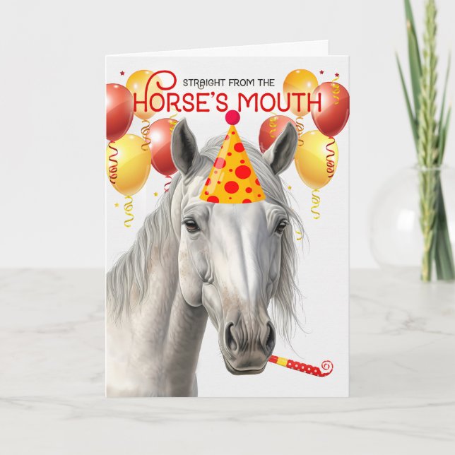 Carte Lipizzaner White Horse drôle Anniversaire (Devant)