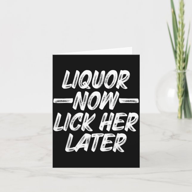 Carte Liqueur Lèche-la Plus Tard Amusement Boire Enterre (Devant)