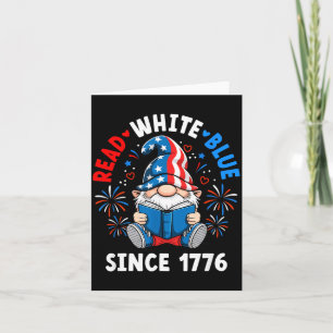 Carte Lire des livres 4 juillet Gnome Rouge Blanc Bleu A