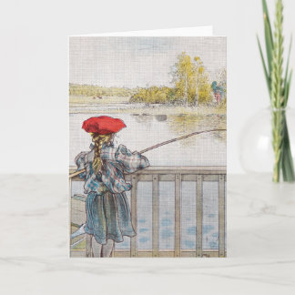 Carte Lisbeth une pêche de petite fille par Carl Larsson