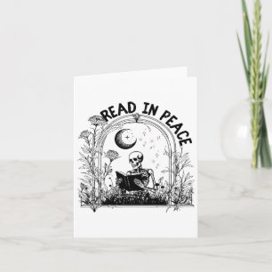 Carte Lisez en paix Professeur squelette effrayant lit u