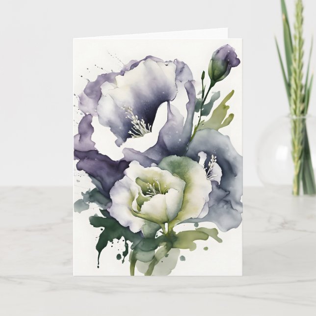 Carte Lisianthus - Fleurs aquarelles (Devant)