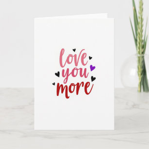 Carte lisse « Je t'aime plus » avec cœurs
