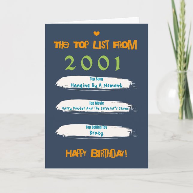 Carte Liste d'anniversaire des meilleurs 2001 (Devant)