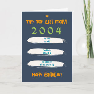 Carte Liste d'anniversaire du top 2004