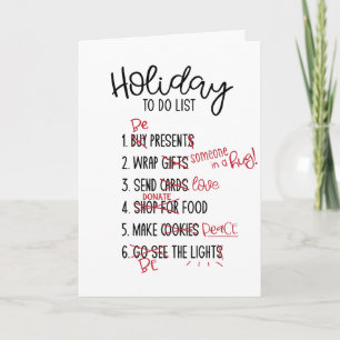 Carte Liste de choses à faire pour les fêtes de Noël