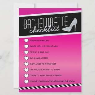 Carte Liste de contrôle de Bachelorette rose Shimm
