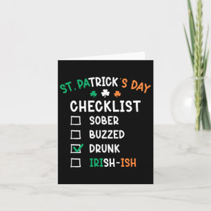 Carte Liste de contrôle Jour de la Saint Patrick ivre