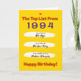 Carte Liste de naissance du Top 1994