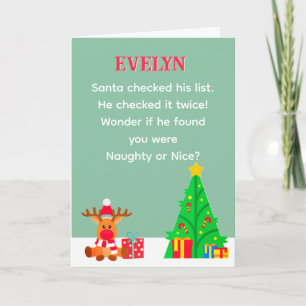 Carte Liste de Noël Fun Personnalisée de Père Noël