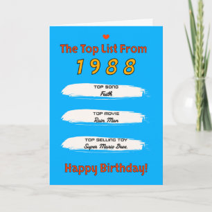 Carte Liste des meilleurs anniversaires de 1988