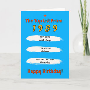 Carte Liste des meilleurs anniversaires de 1989