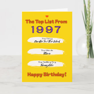 Carte Liste des meilleurs anniversaires de 1997