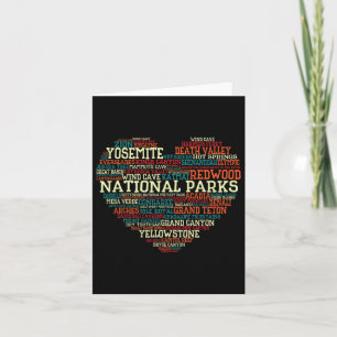Carte Liste des parcs nationaux Mot Nuage Coeur Camping 