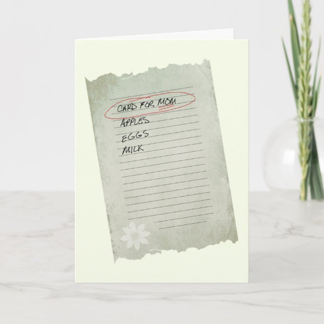 Carte Liste du jour de mère (Devant)