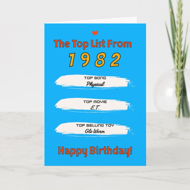 Carte Liste du Top 1982 Anniversaire (Devant)