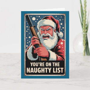 Carte Liste naughty de Santa Gun personnalisée Noël vint