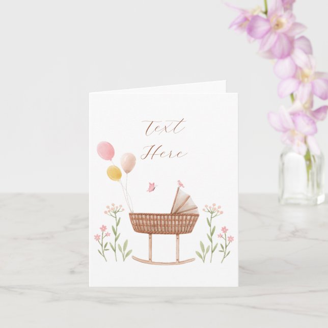 Carte Lit bébé pastel floral  (Orchidée)