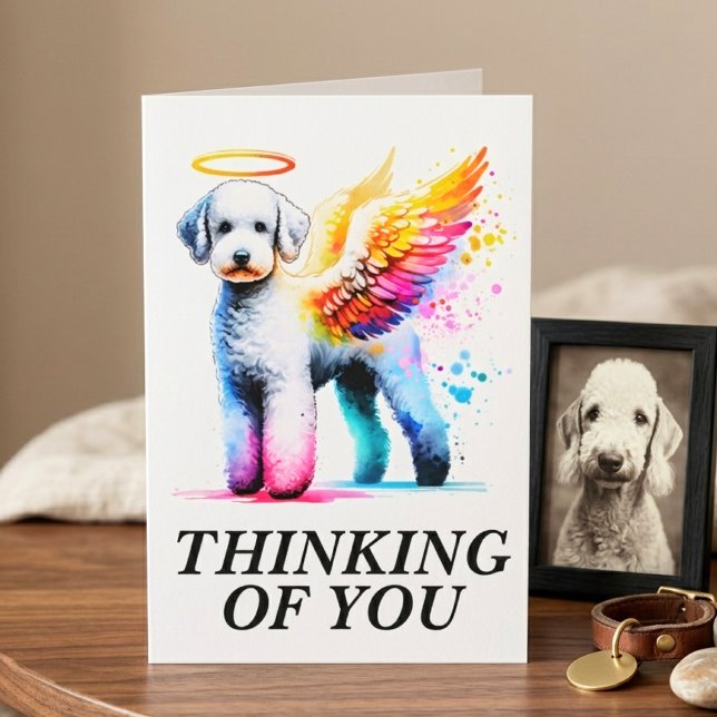 Carte Lit de sympathie pour Bedlington Terrier Ange Chie (bedlington terrier dog angel card)