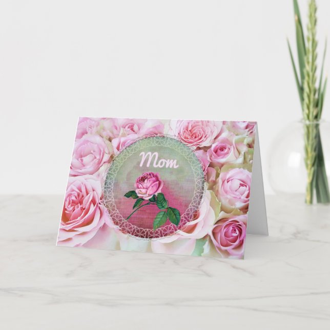 Carte Lit rose du jour de mère de roses (Devant)