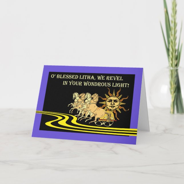 Carte Litha, Solstice d'été, Soleil, Chevaux et Chariot (Devant)