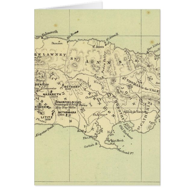 Carte lithographiée de la Jamaïque (Devant)