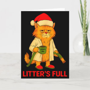 Carte Litière Pleine Drôle de Chat de Noël Père Noël Fem