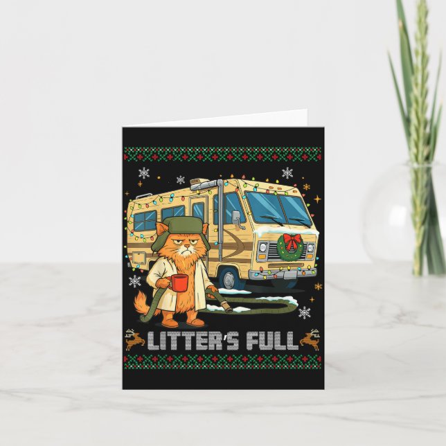 Carte Litter's Full Funny Silly Cat Holding Coffee Meme  (Devant)