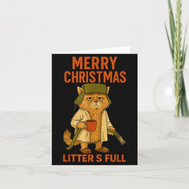 Carte Litter's Full Merry Christmas Funny Cat Lovers Hol (Devant)