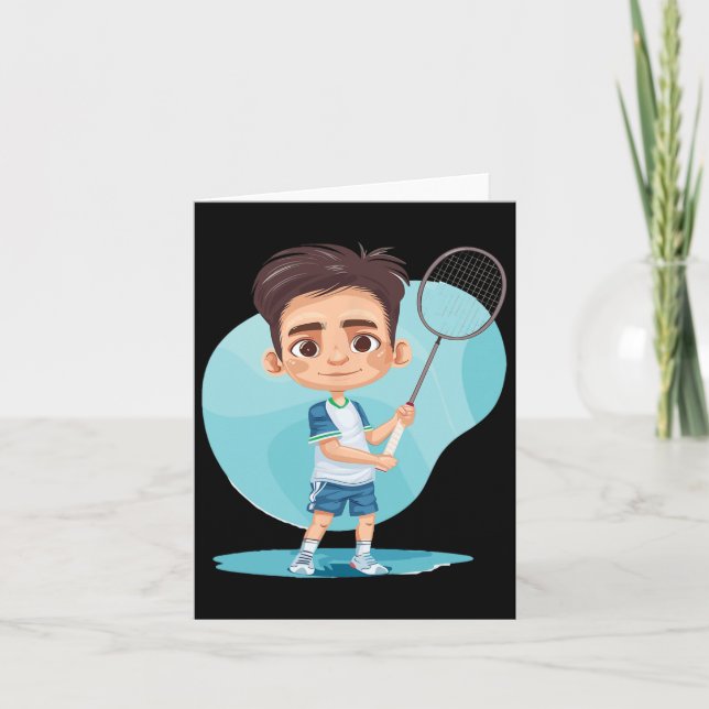 Carte Little Badminton Player Jeu De Navette Pour Garçon (Devant)