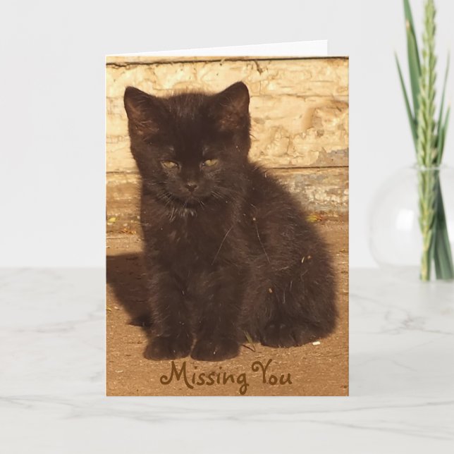 Carte Little Black Kitten Missing You Card *Personnalisa (Devant)