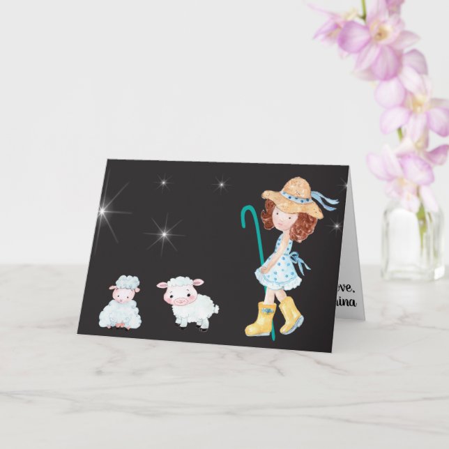 Carte Little Bo Peep Star Scène de nuit Amusants Enfants (Orchidée)