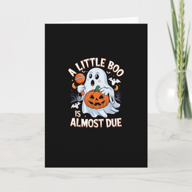 Carte Little Boo Is Almost Due Cute Halloween Pregnancy  (Devant)