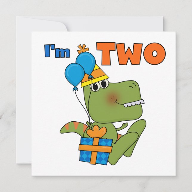 Carte Little Dino 2e Anniversaire Tshirts et cadeaux (Devant)