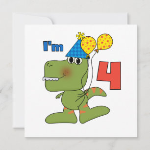 Carte Little Dino 4th Birthday Tshirts et cadeaux