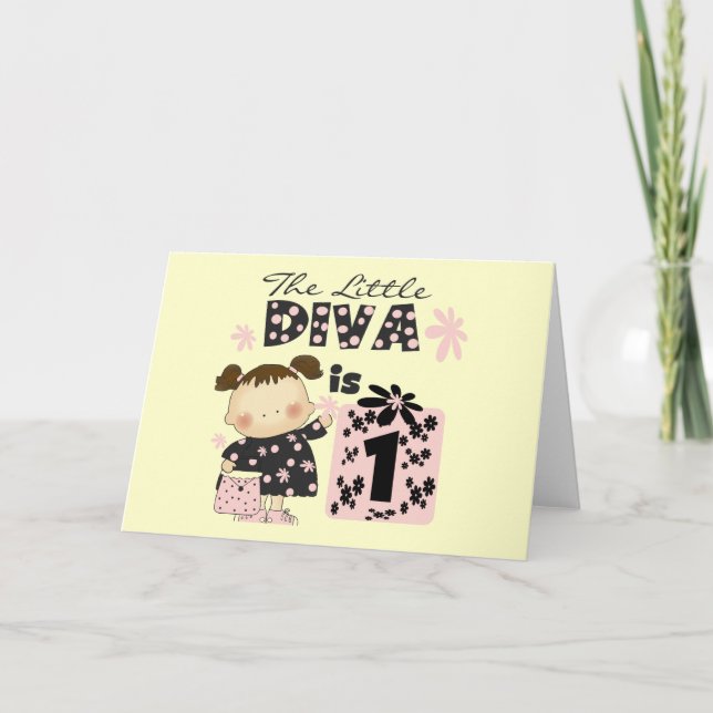 Carte Little Diva 1er Anniversaire Tshirts et cadeaux (Devant)