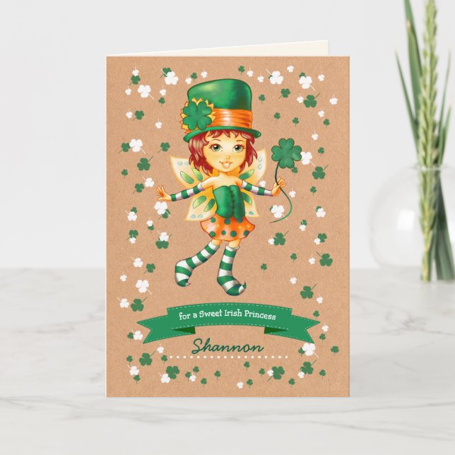 Carte Little Fairy Irish Girl Custom St. Patrick's Day (Devant)
