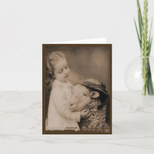 Carte Little Girl & Sheep- Prim Lil Note Cards