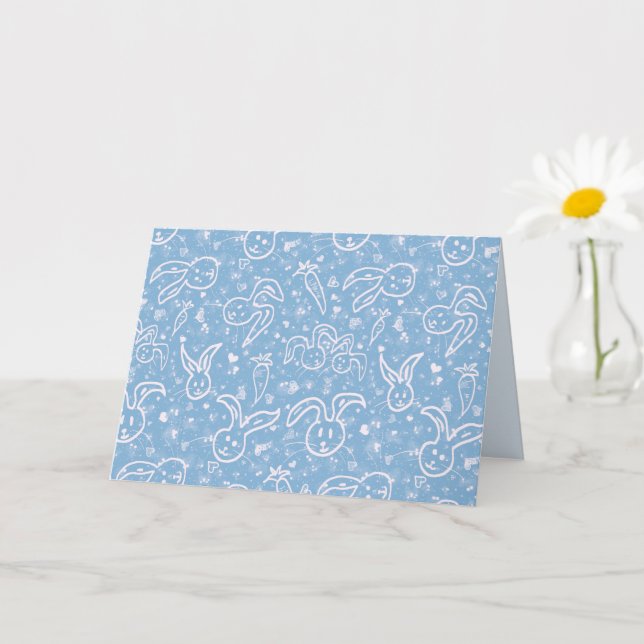 Carte Little Hearts and Bunnies - motif transparent. (Petite plante)