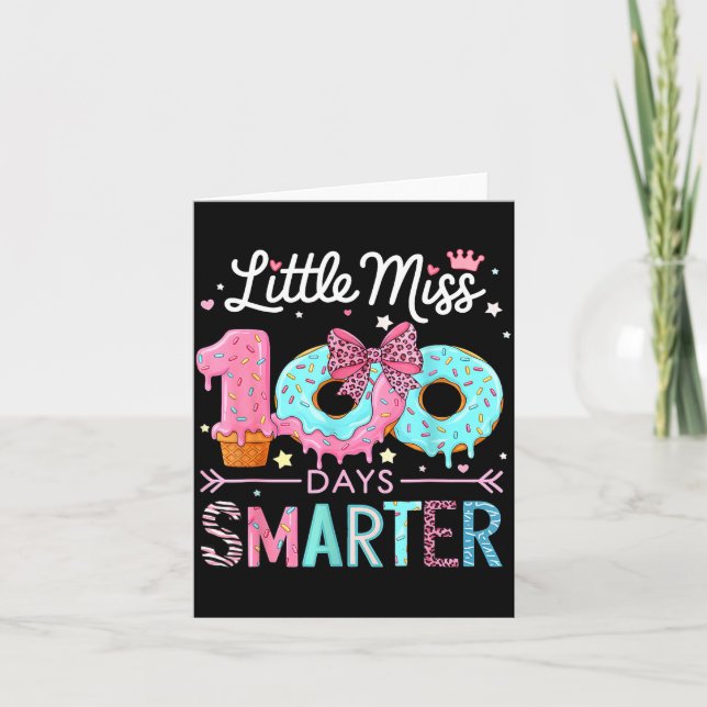 Carte Little Miss 100 Days Smarter Kids Girls 100th Day  (Devant)