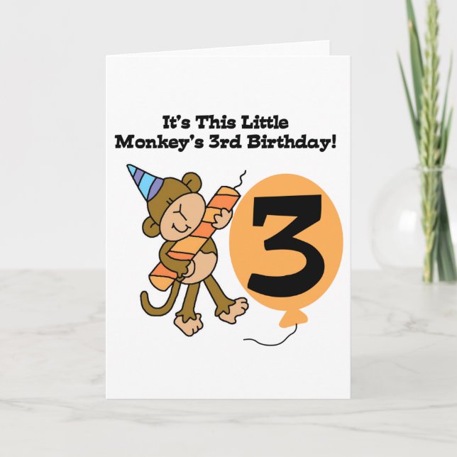 Carte Little Monkey 3e Anniversaire Tshirts et cadeaux (Devant)