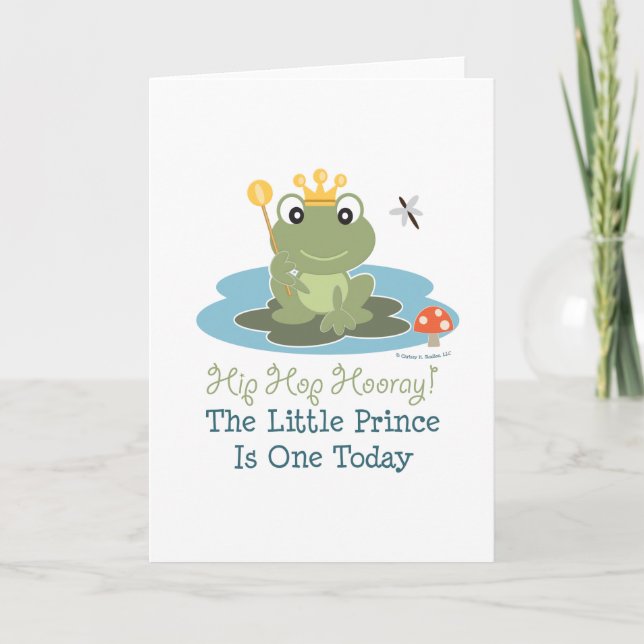 Carte Little Prince Frog 1st Birthday Greeting Card (Devant)