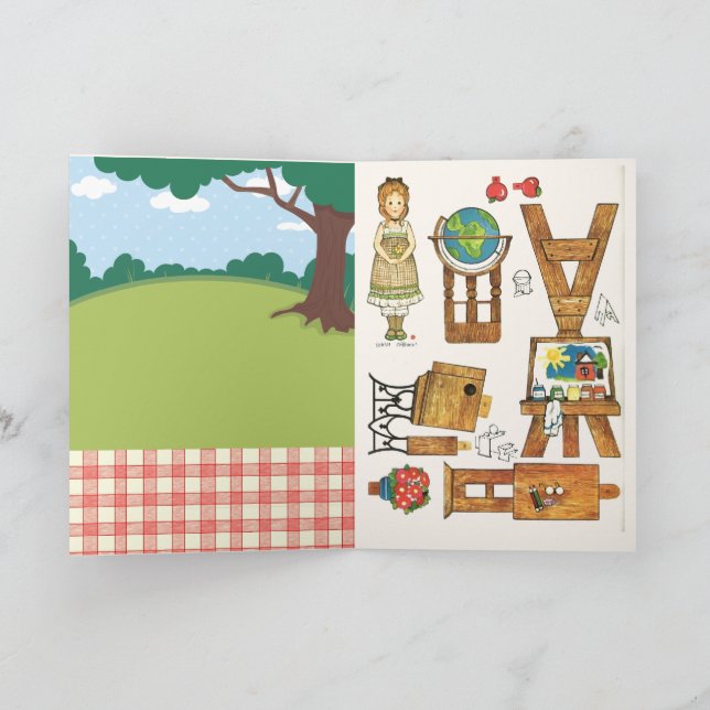 Carte Little Red Schohouse Reproduction En vichy poupée (Intérieur)