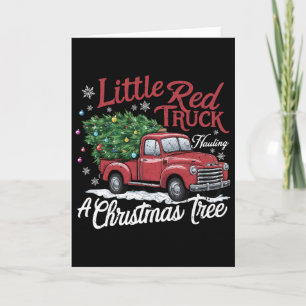 Carte Little Red Trucks Hauling Père Noël Christmas Tree