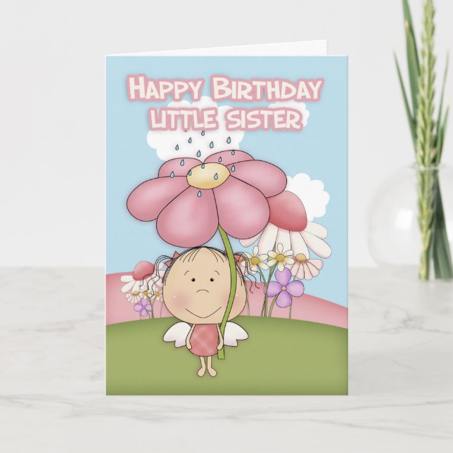 Carte Little Sister, Little Garden Fairy & Flower Card (Devant)