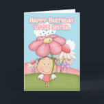 Carte Little Sister, Little Garden Fairy & Flower Card<br><div class="desc">Une douce petite fée de jardin avec sa grande marguerite rose parapluie et beaucoup de petites fleurs dans l'arrière - plan, un doux petit graphique qui apportera un sourire à tous les amateurs de fées visage. Carte graphique originale Primsy Doddles@etsy.com</div>