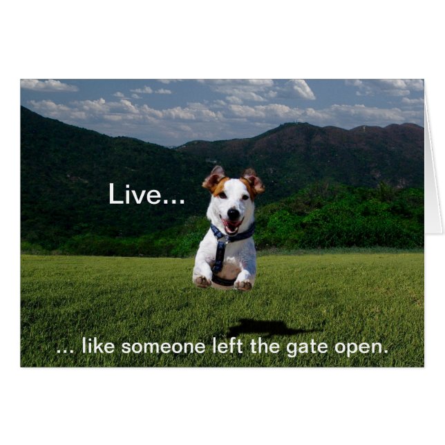 Carte "Live Like One Left Gate Open" (Devant horizontal)