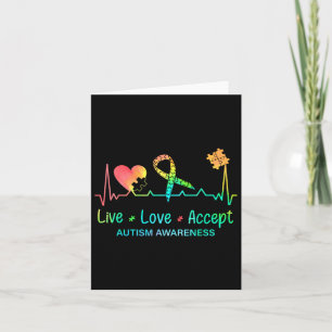 Carte Live Love Accepter l'autisme Mois Tie Dye Hommes F