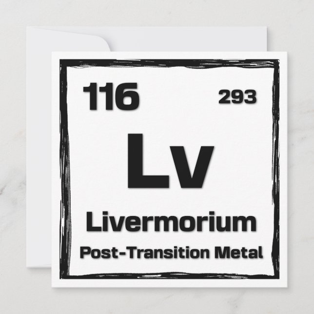 Carte Livermorium (Lv) - Tableau Périodique des Éléments (Devant)