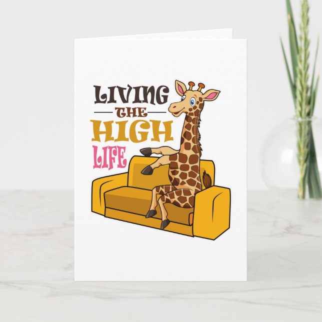 Carte Living The High Life Funny Giraffe Assis sur canap (Devant)